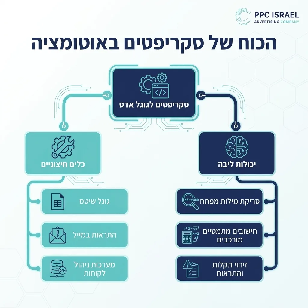 אינפוגרפיקה — הכוח של סקריפטים באוטומציה: סקריפטים לגוגל אדס